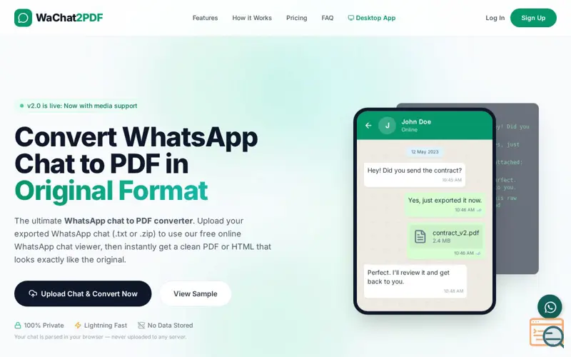 Screenshot of WaChat2PDF