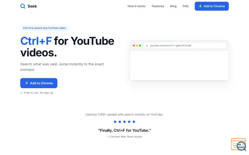 Screenshot of Seek - Ctrl+F for YouTube videos