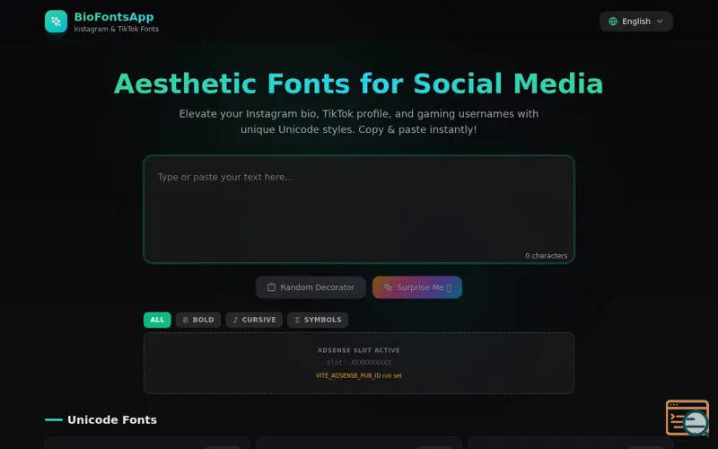 Screenshot of BioFontsApp - Aesthetic Fonts