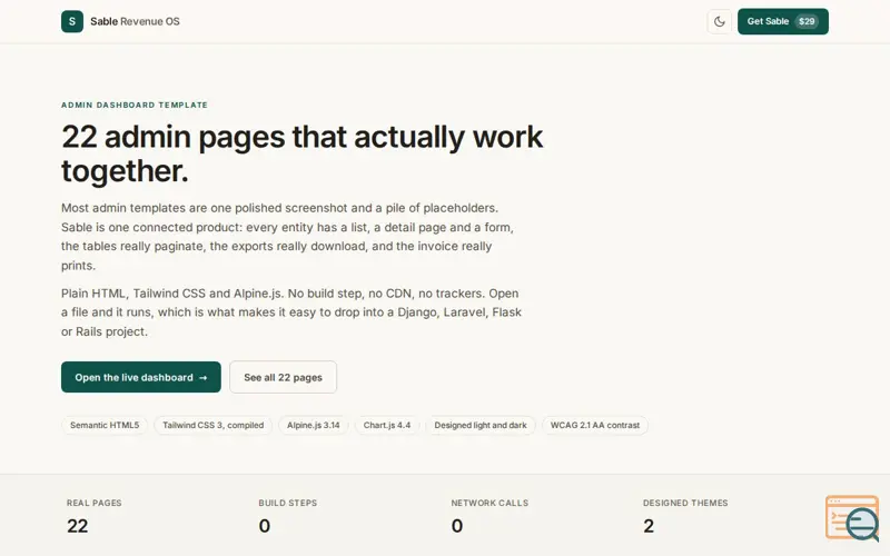 Screenshot of Sable Dashboard