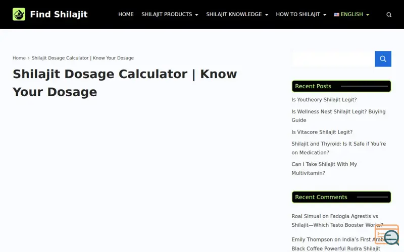 Screenshot of Find Shilajit