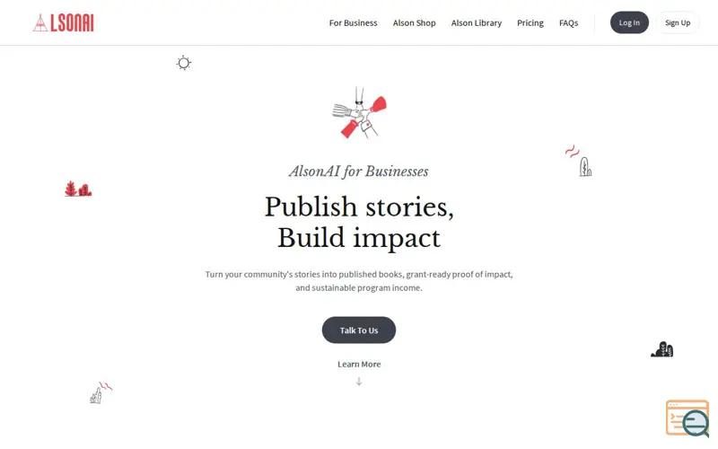 Screenshot of AI Storybooks for Organizations: AlsonAI