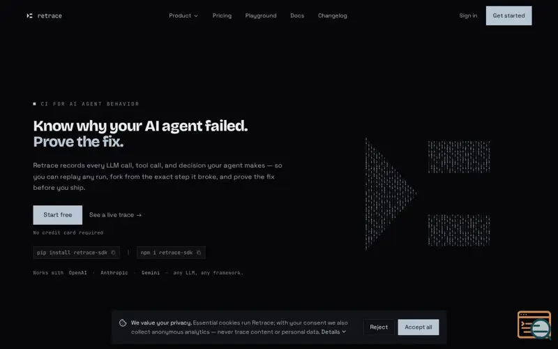 Screenshot of Retraceai