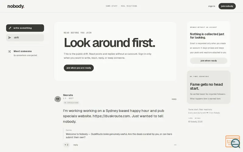Screenshot of Nobody