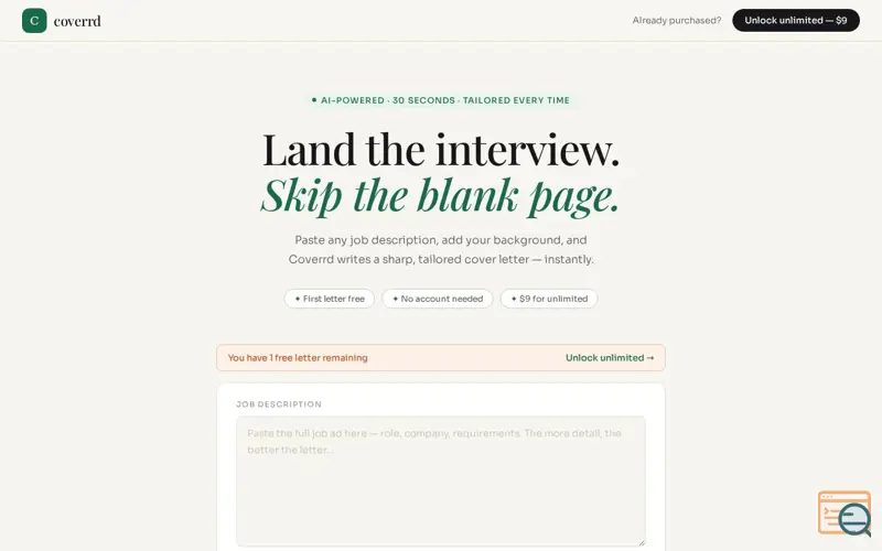 Screenshot of Coverred.app
