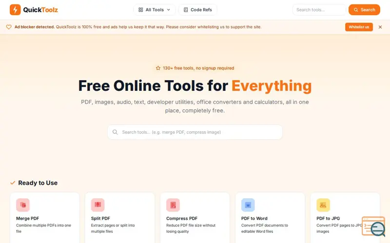 Screenshot of QuickToolz