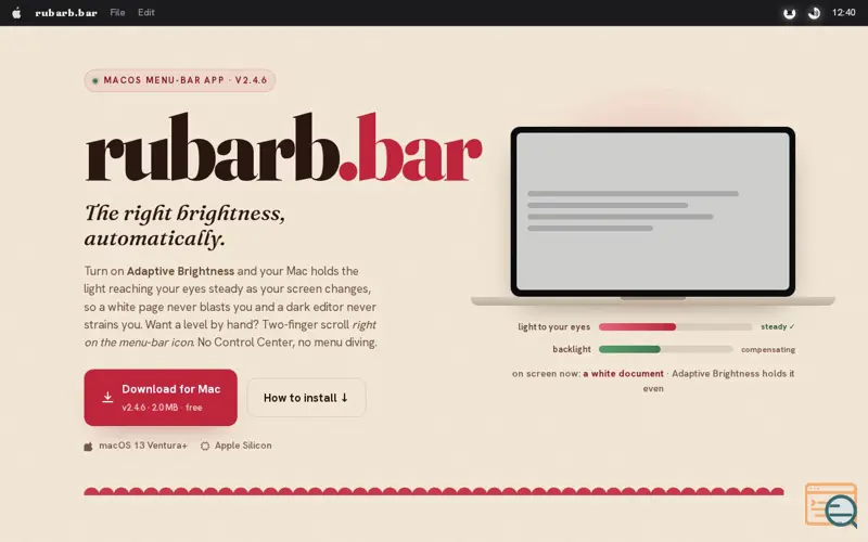 Screenshot of rubarb.bar