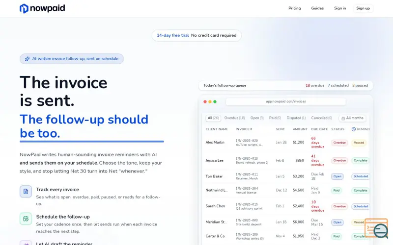 Screenshot of NowPaid