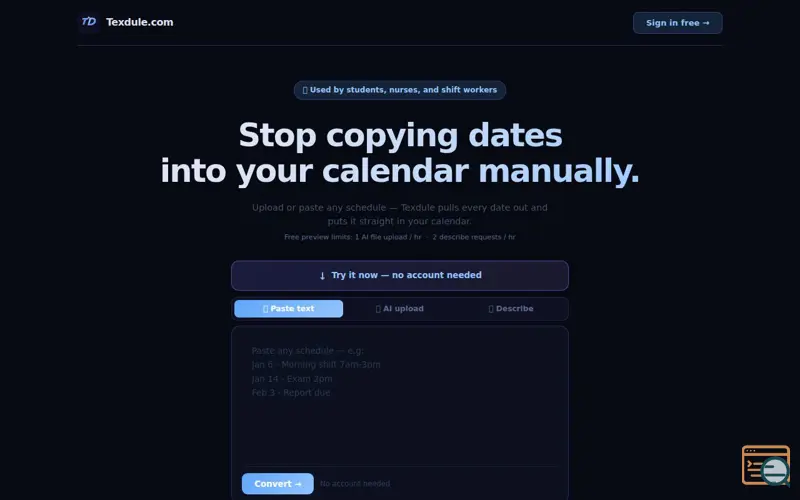 Screenshot of Texdule