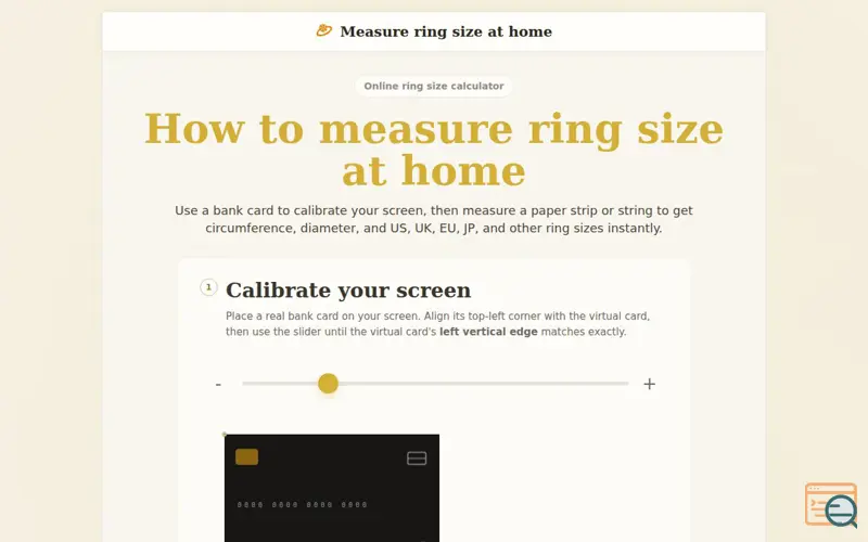 Screenshot of Measure ring size at home