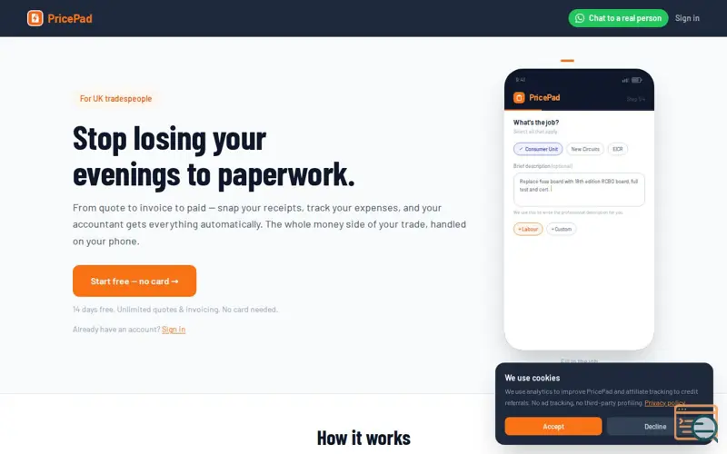 Screenshot of PricePad