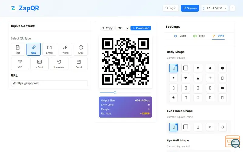 Screenshot of ZapQR