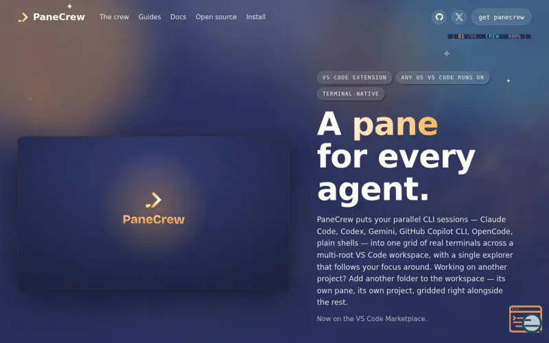 Screenshot of PaneCrew — A pane for every agent
