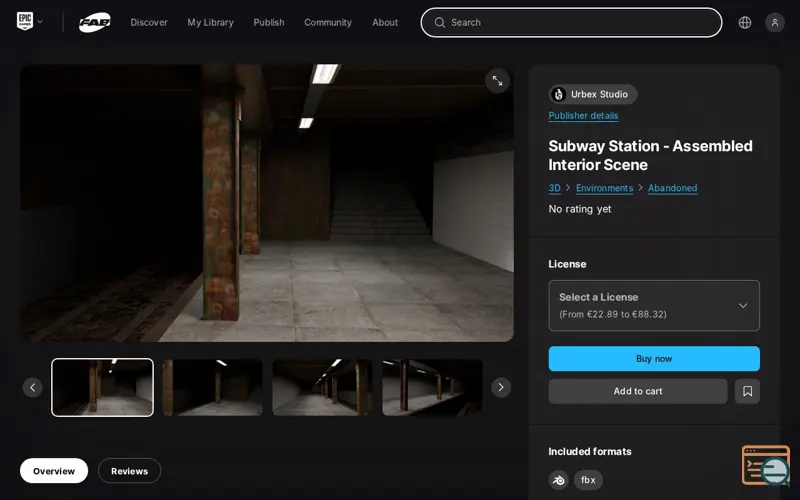 Screenshot of Subway Station-Assembled Interior Scene, a launch using Epic Games Analytics
