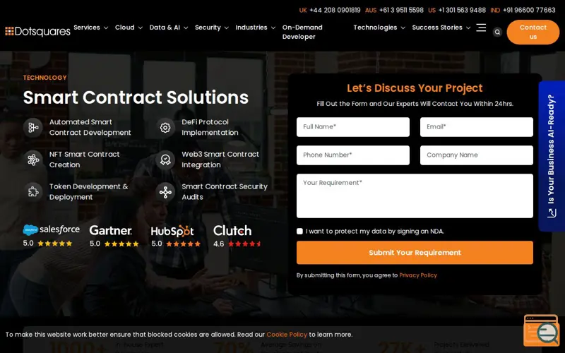 Screenshot of Smart Contract Solutions, a launch using Clutch