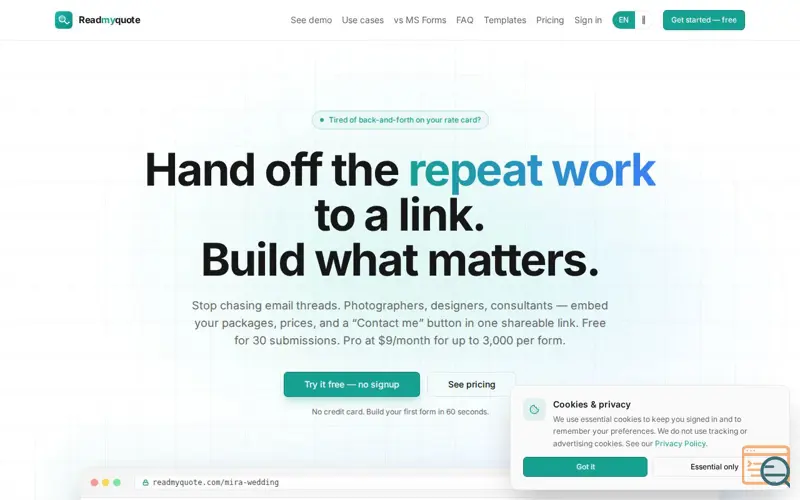 Screenshot of Readmyquote