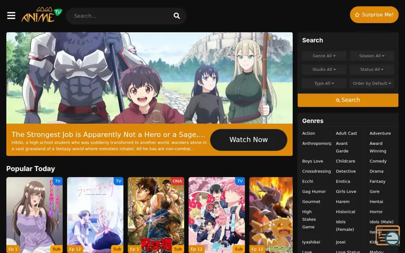 Screenshot of GogoAnime 