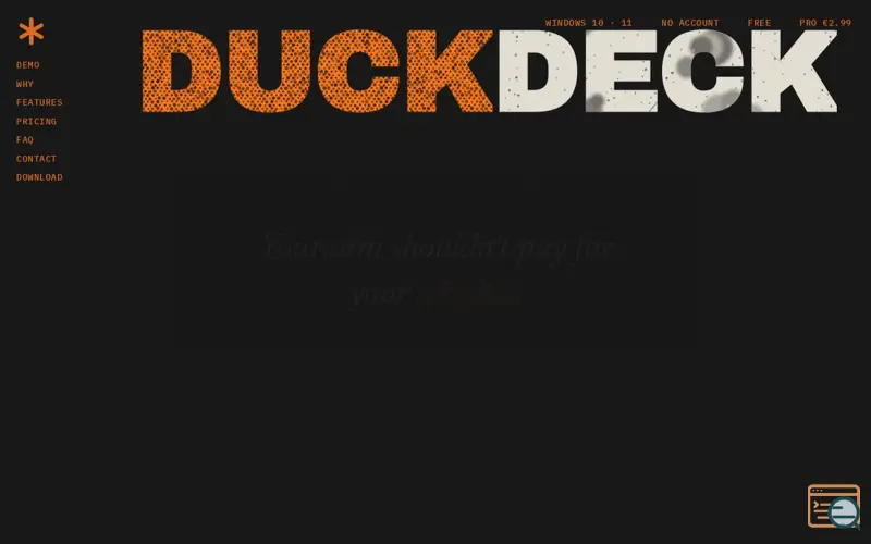 Screenshot of DuckDeck, music volume hotkeys for gamers