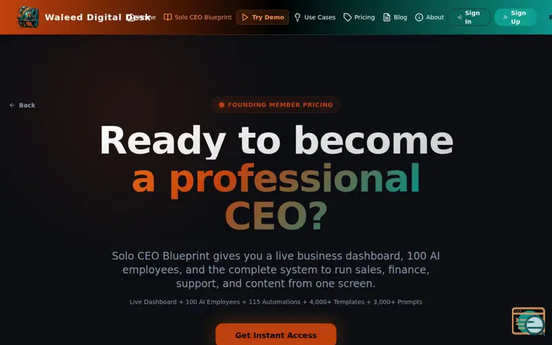 Screenshot of Solo CEO Blueprint Dashboard