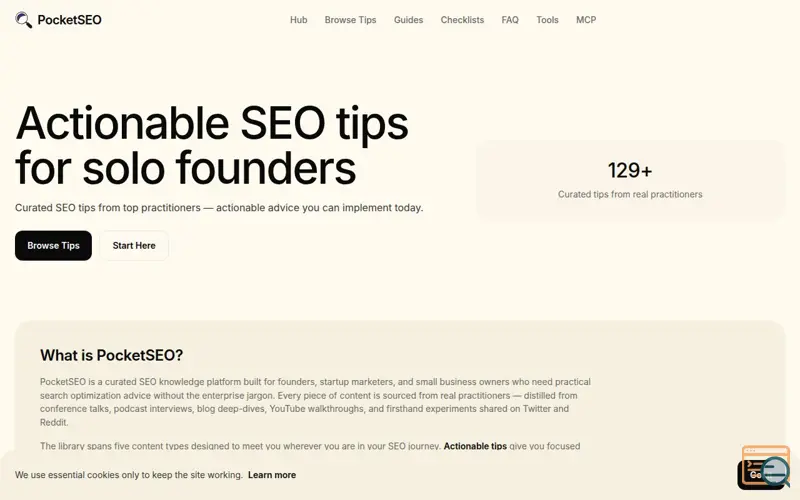 Screenshot of PocketSEO