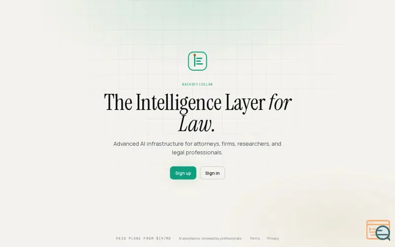 Screenshot of BackOfficeLaw