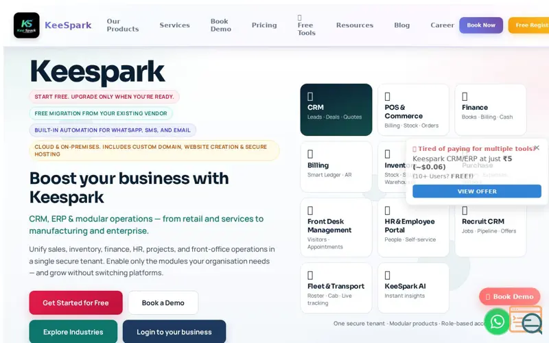 Screenshot of Keespark CRM