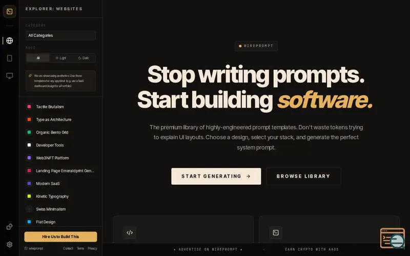 Screenshot of WirePrompt