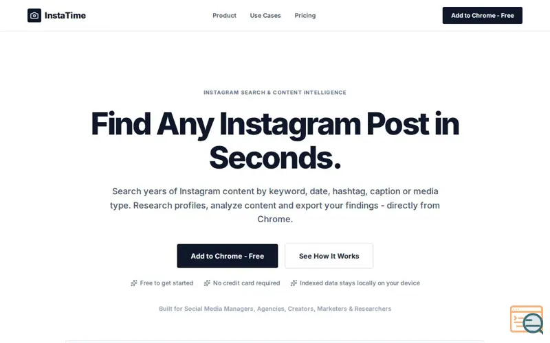 Screenshot of InstaTime Navigator