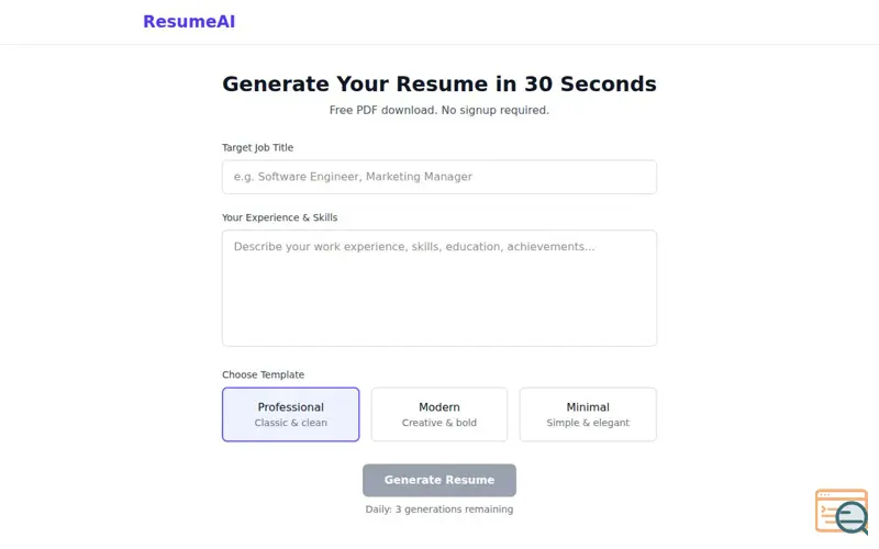 Screenshot of ResumeAI