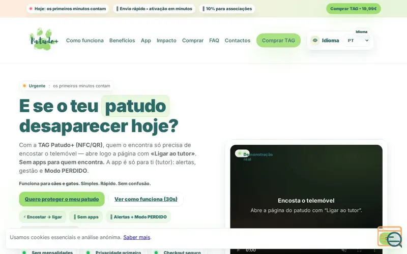 Screenshot of Patudo+ Smart Pet Tag