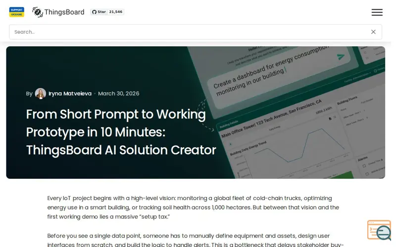 Screenshot of Thingsboard