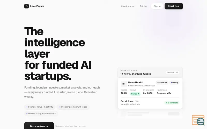 Screenshot of LeadPrysm