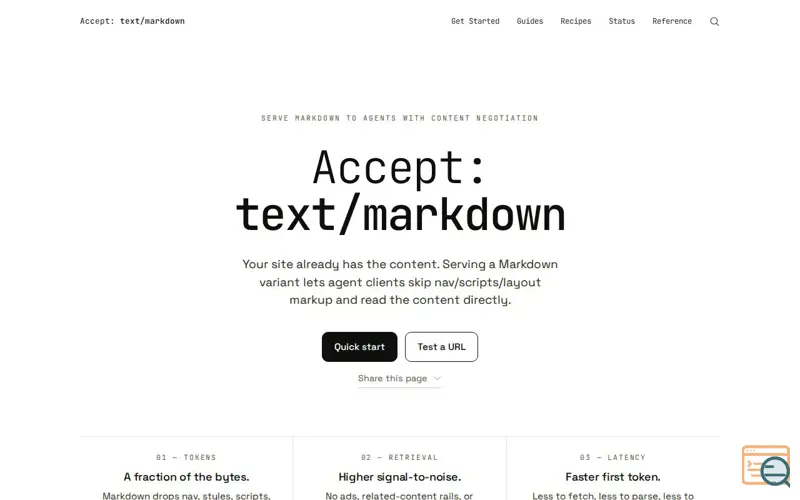 Screenshot of Serve Markdown to LLMs via Accept Header