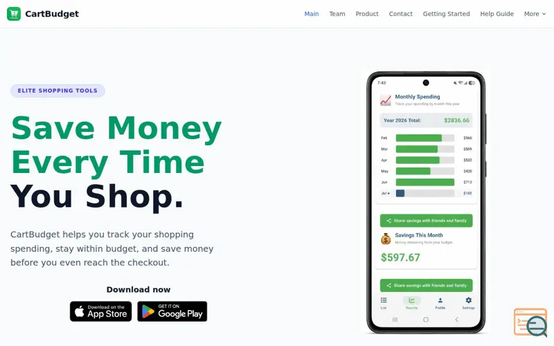 Screenshot of CartBudget