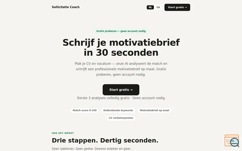 Screenshot of Sollicitatie Coach AI