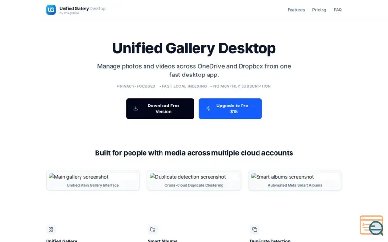 Screenshot of Unified Gallery Desktop 