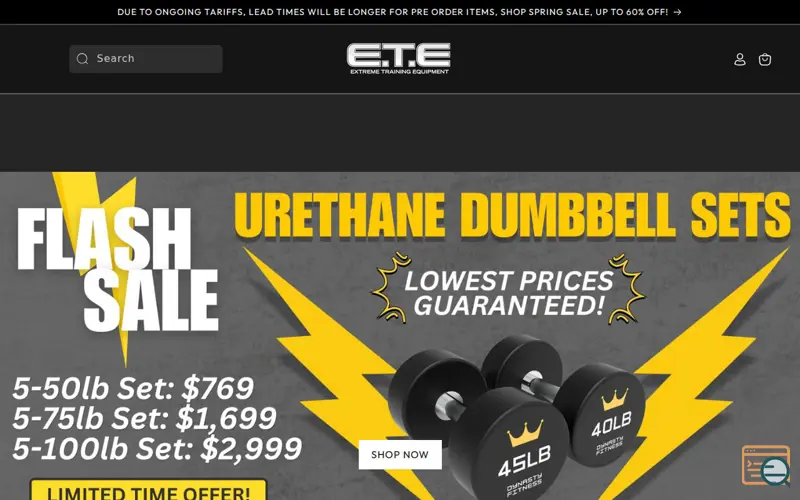 Screenshot of Extreme Training Equipment, a launch using HostGator DNS