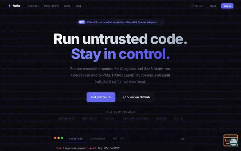 Screenshot of VELA