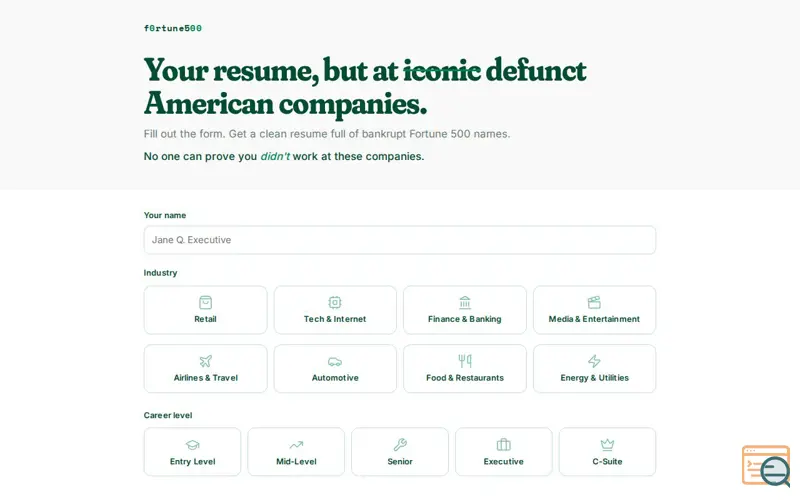 Screenshot of F0rtune500