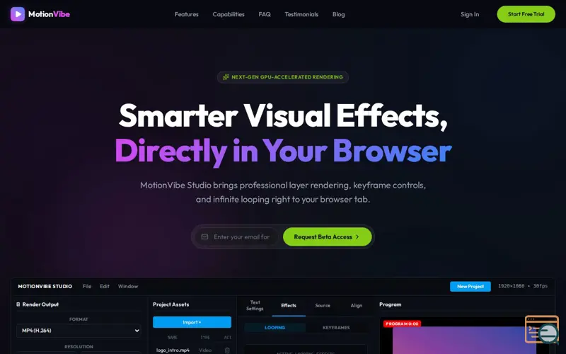 Screenshot of MotionVibe Studio