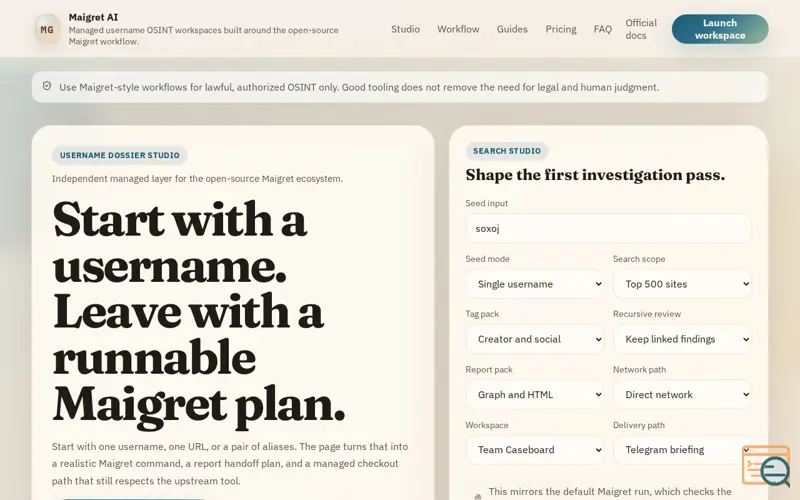 Screenshot of Maigret AI