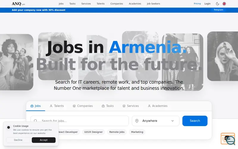 Screenshot of anq.am, a launch using Yandex Maps