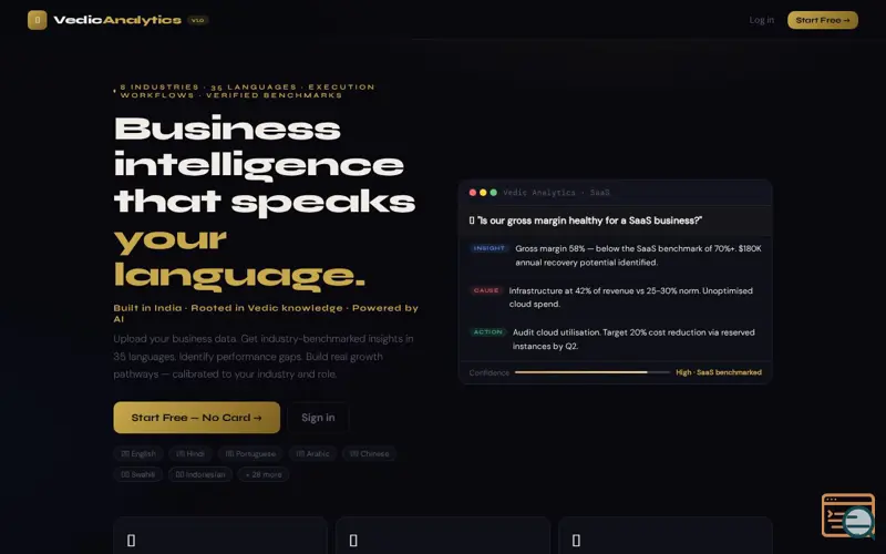 Screenshot of Vedic Analytics
