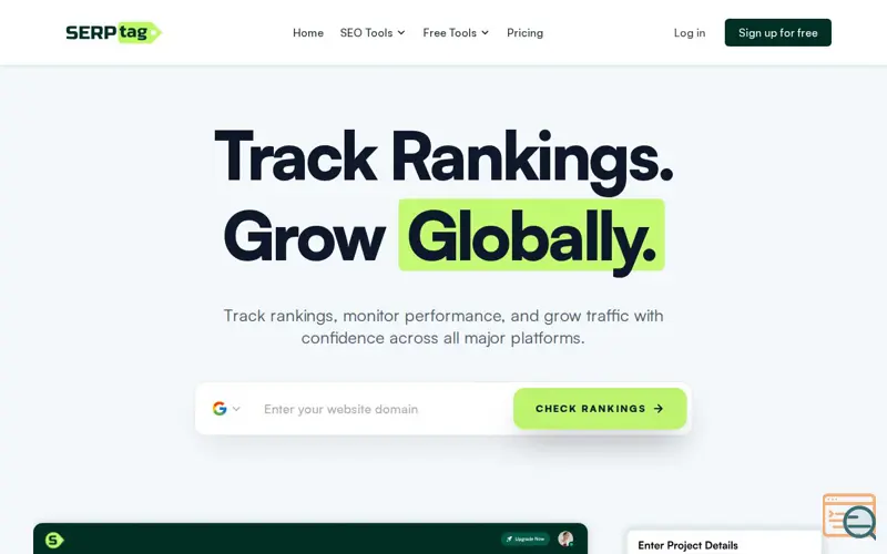 Screenshot of SERPtag, a launch using TrackDesk