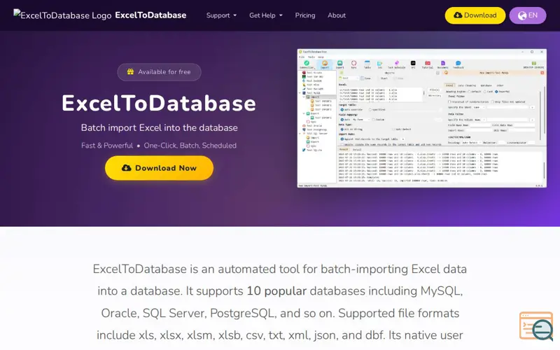 Screenshot of ExcelToDatabase