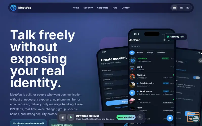 Screenshot of MeetVap