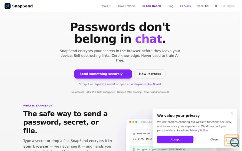 Screenshot of SnapSend