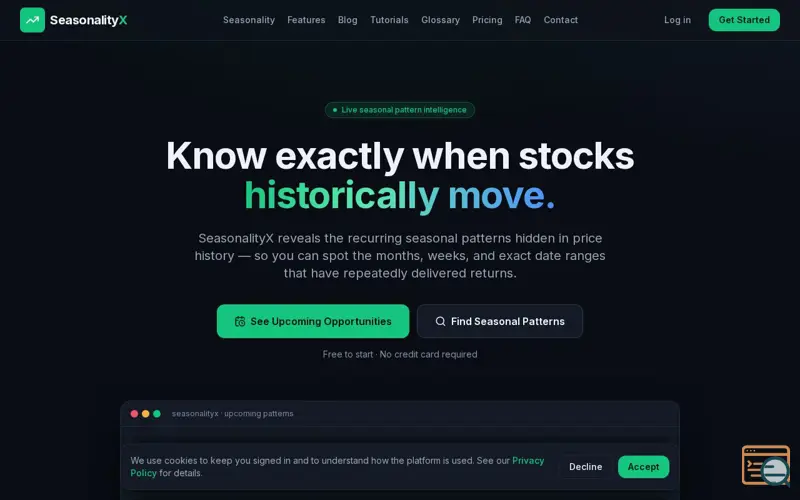 Screenshot of SeasonalityX