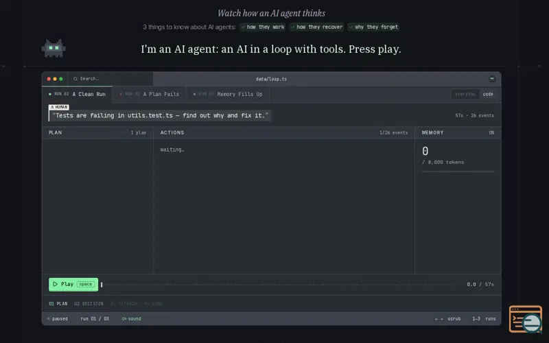 Screenshot of Watch how an AI agent thinks