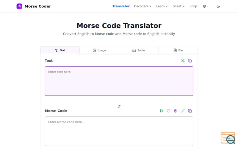 Screenshot of Online Morse Code Translator